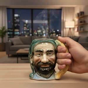 Vintage Hand-Painted Character Toby Mug – Detailed Fisherman Figural Stein